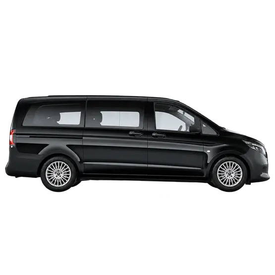 Mercedes Tourer noir vu de profil sur fond transparent.